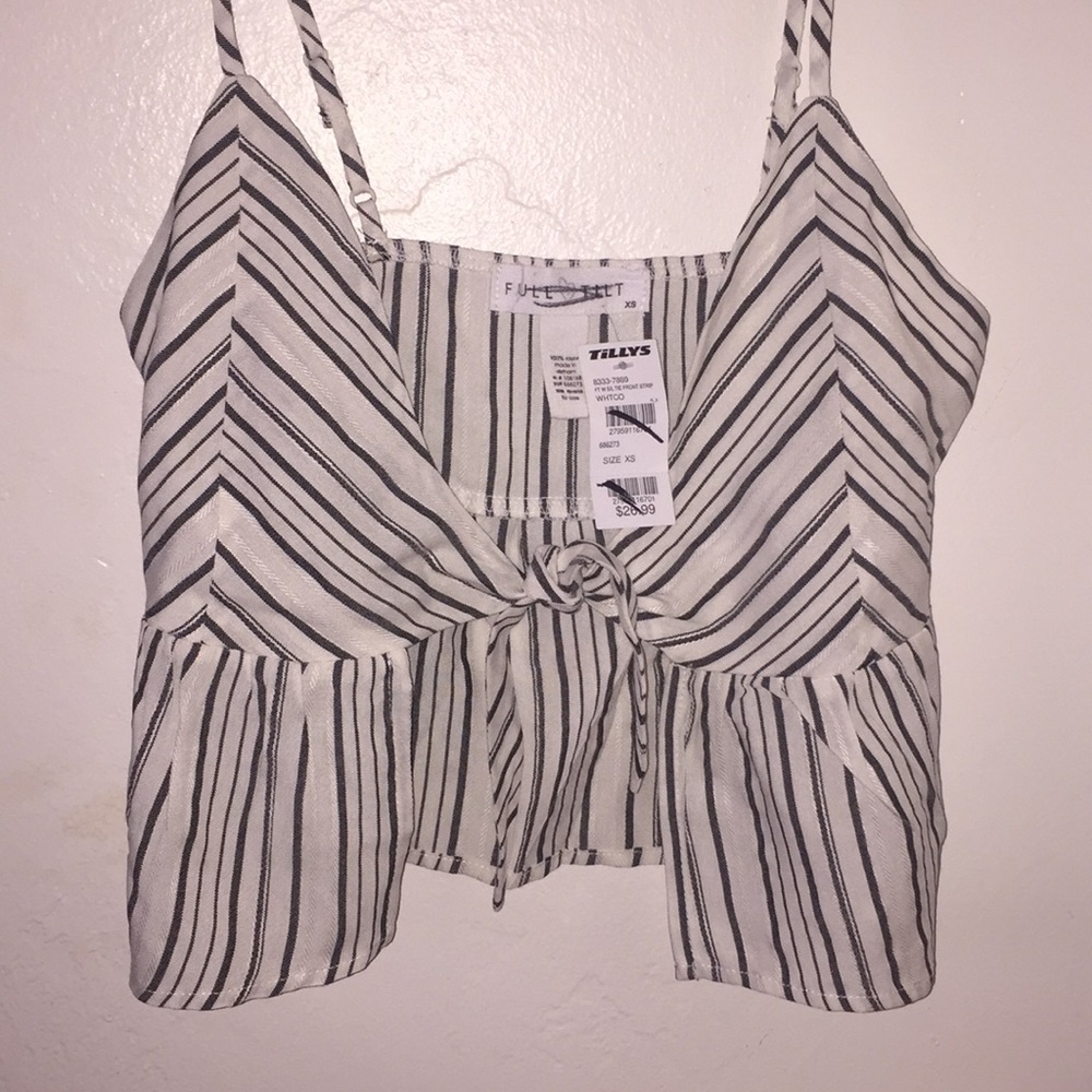 Striped Tie-front Crop Top